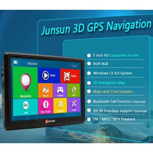 Vijf Normaal gesproken totaal Junsun 7 inch HD, Auto GPS Navigatie, FM, Bluetooth AVIN kaart Gratis  Update Navitel Europa
